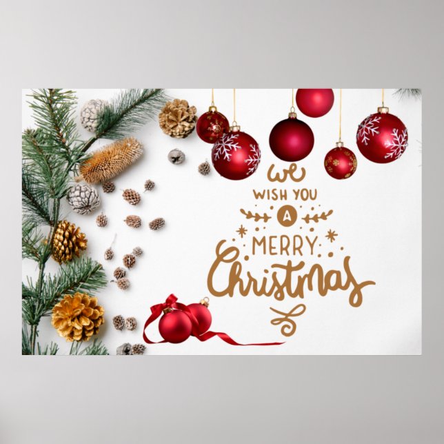 Affiche Merry Christmas Festive Christmas Ornaments (Devant)
