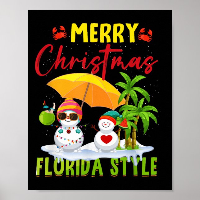 Affiche Merry Christmas Florida Style Snowman Summer Vacat (Devant)