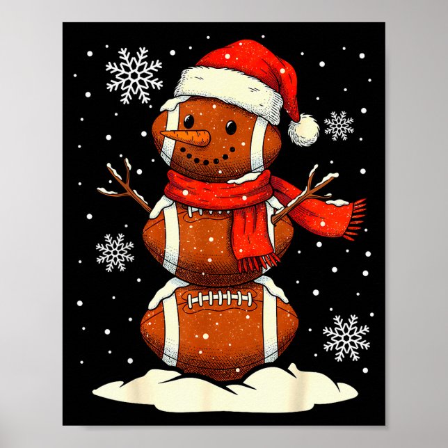 Affiche Merry Christmas Football Snowman Holiday Srts Xmas (Devant)