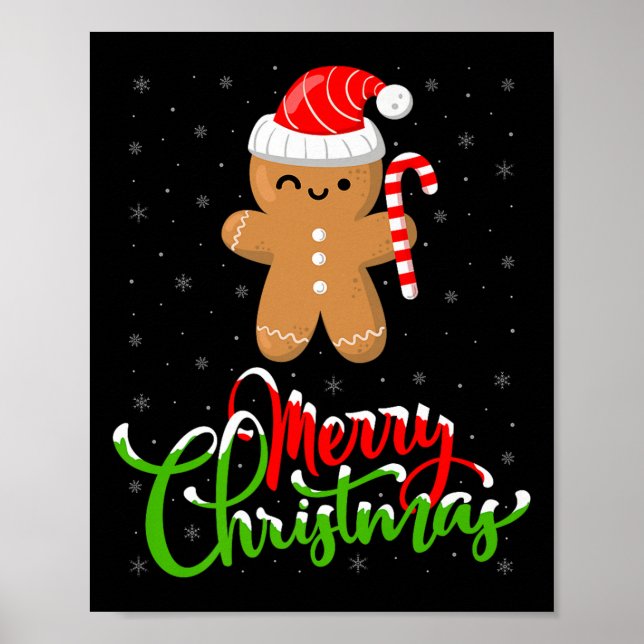 Affiche Merry Christmas Funny Gingerbread Cookie Baking Ch (Devant)