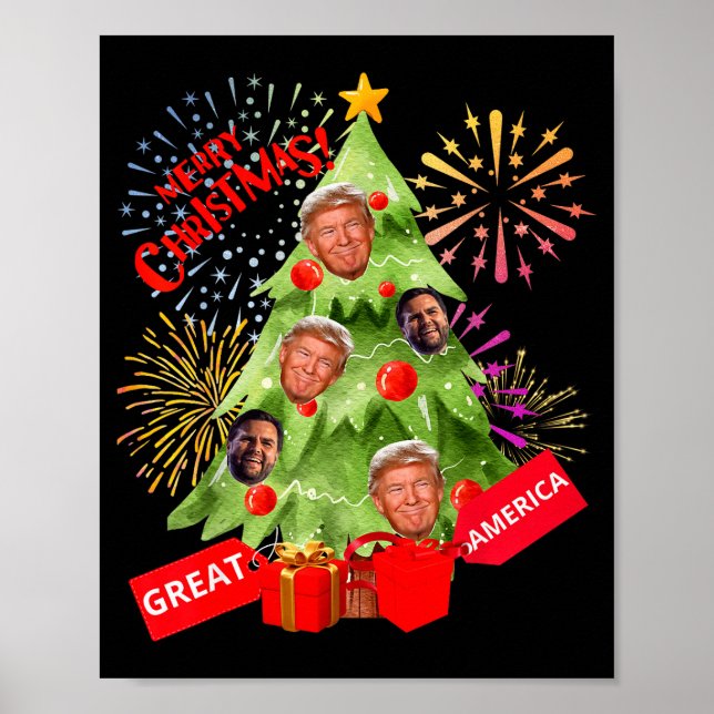 Affiche Merry Christmas Funny Trump Great America Xmas Tre (Devant)
