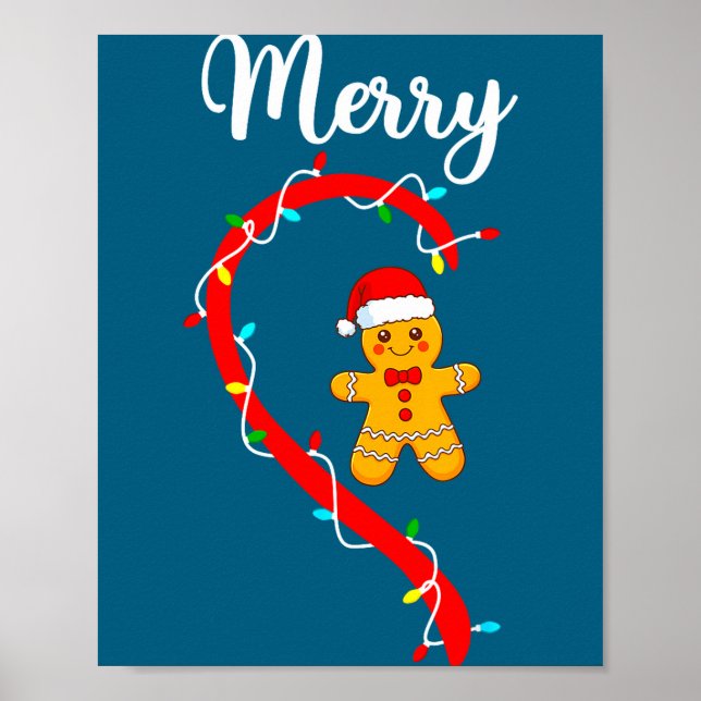 Affiche Merry Christmas Gingerbread Couple Xmas Pajamas Ma (Devant)