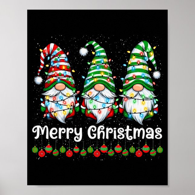 Affiche Merry Christmas Gnomes Light Family Gnome Xmas Mat (Devant)