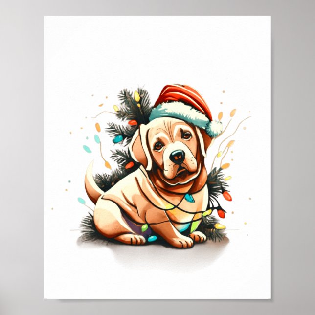 Affiche Merry Christmas Golden Retriever Puppy  (Devant)