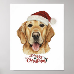 Affiche Merry Christmas Golden Retriking chien