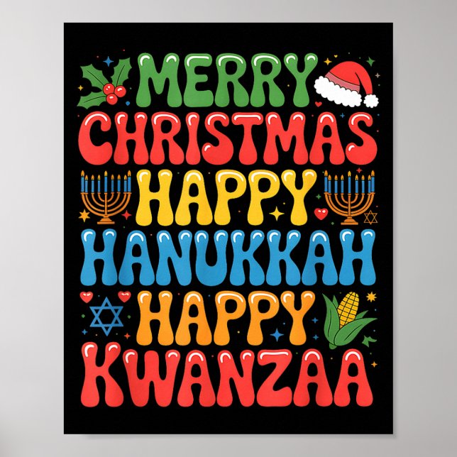 Affiche Merry Christmas Happy Hanukkah Kwanzaa Quote  (Devant)