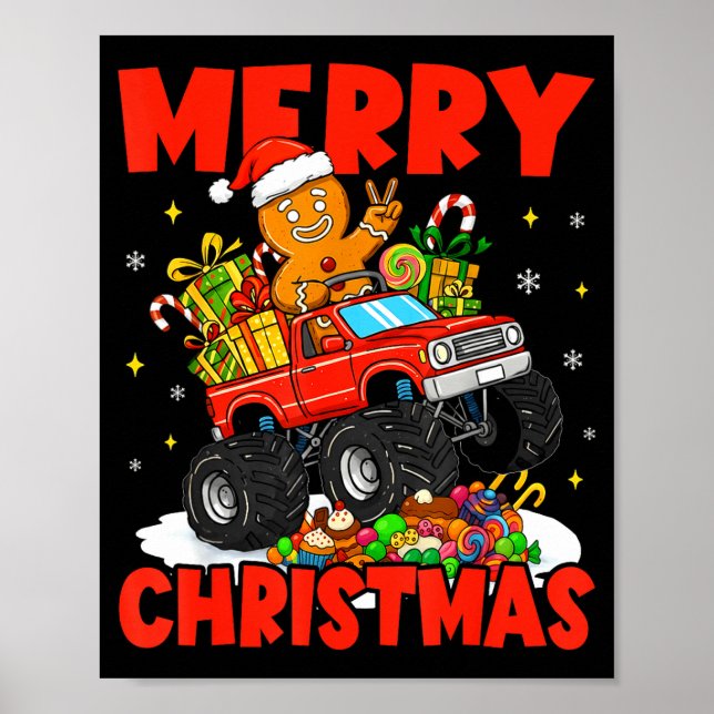 Affiche Merry Christmas Monster Truck Funny Gingerbread Me (Devant)