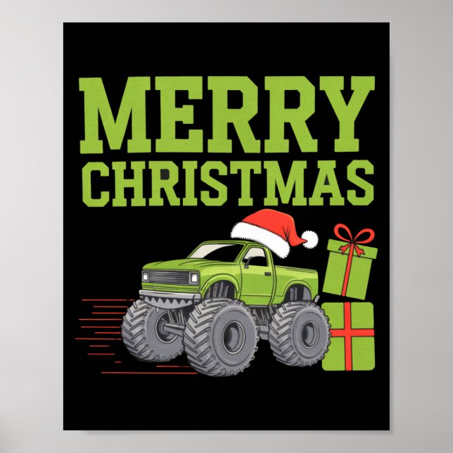 Affiche Merry Christmas Monster Truck Toddler Boys Xmas  (Devant)