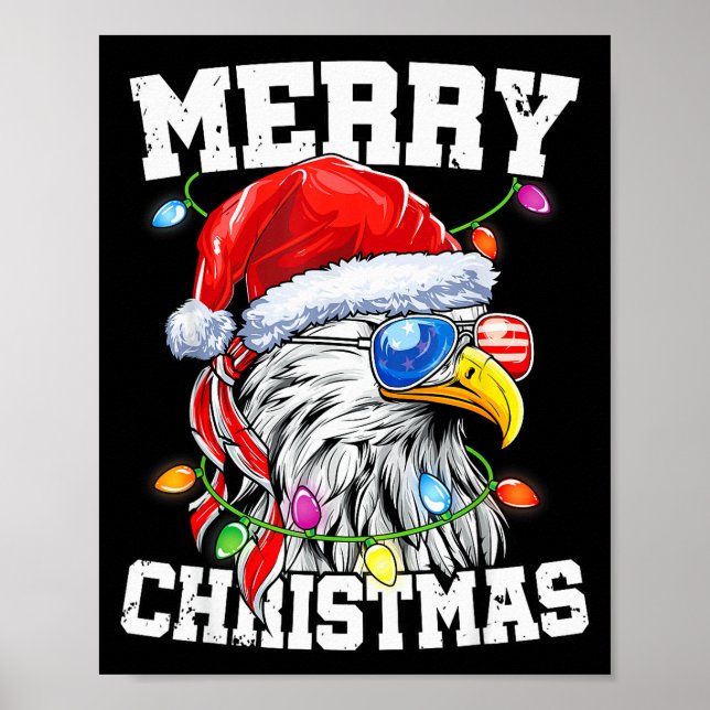 Affiche Merry Christmas Patriotic Usa Patriotic Santa Bald (Devant)