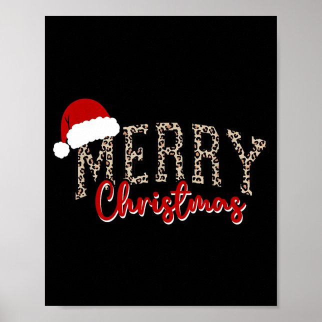 Affiche Merry Christmas Pattern Xmas Leopard Family Cute W (Devant)