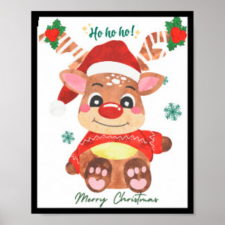 Affiche Merry Christmas Reindeer Festive Fun Toddler 