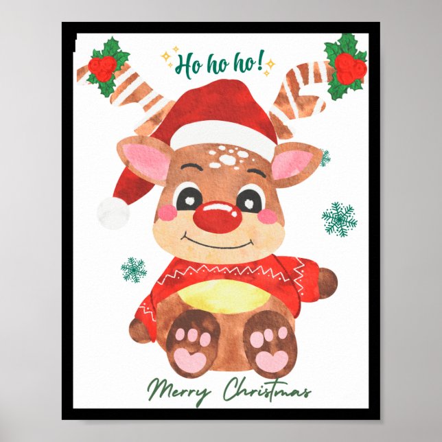 Affiche Merry Christmas Reindeer Festive Fun Toddler  (Devant)