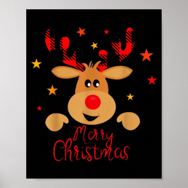 Affiche Merry Christmas Reindeer Men Women Kids Matching R (Devant)