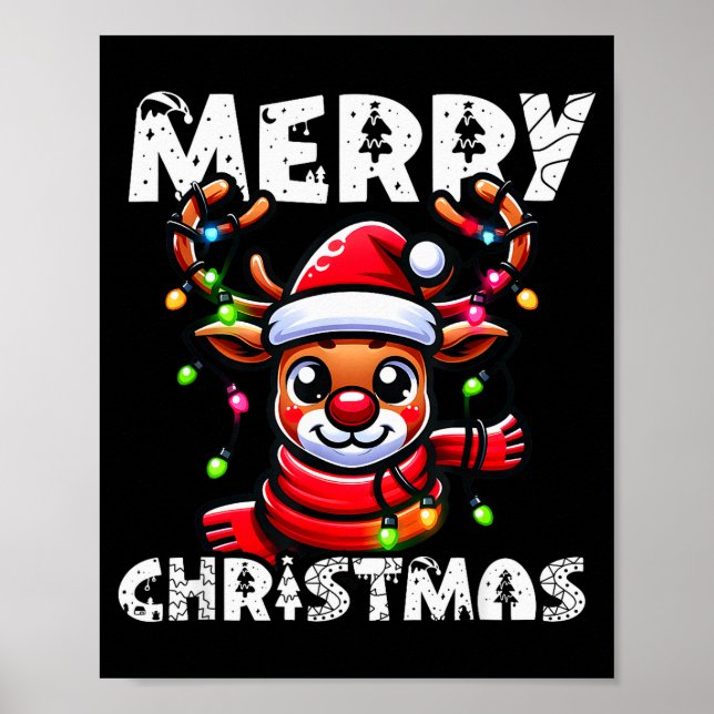 Affiche Merry Christmas Reindeer Xmas Family Men Women 202 (Devant)