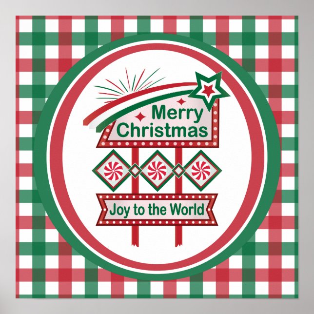 Affiche Merry Christmas Retro Marquee - Joy to the World (Devant)