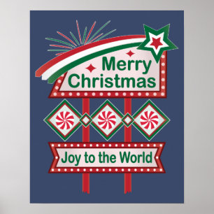 Affiche Merry Christmas Retro Marquee - Joy to the World