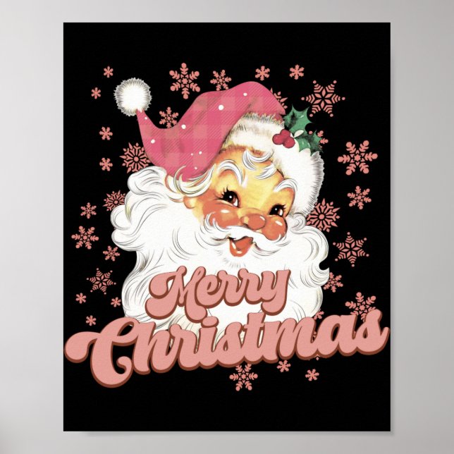 Affiche Merry Christmas Retro Tygraphy Santa Nk Hat T Shir (Devant)