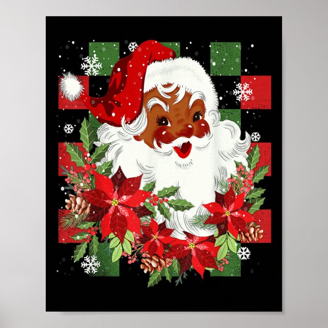 Affiche Merry Christmas Santa Claus Black Afro African Ame (Devant)
