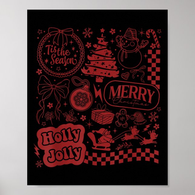 Affiche Merry Christmas Santa Snowman Reindeer Tis The Sea (Devant)