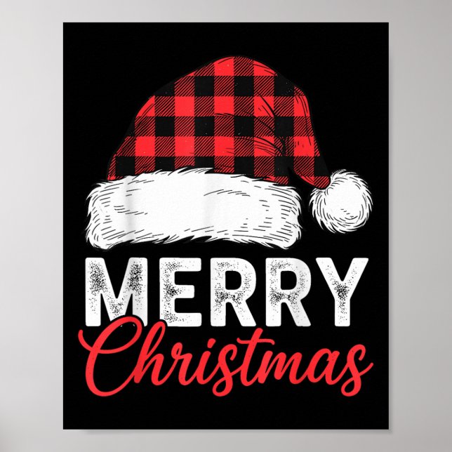 Affiche Merry Christmas Shirt Santa Hat Buffalo Plaid Men  (Devant)