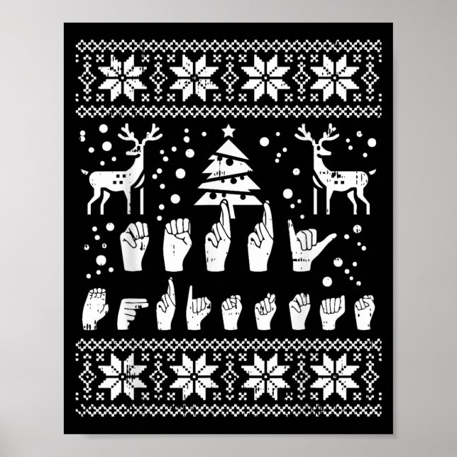 Affiche Merry Christmas Sign Language Asl Deaf Ugly Christ (Devant)