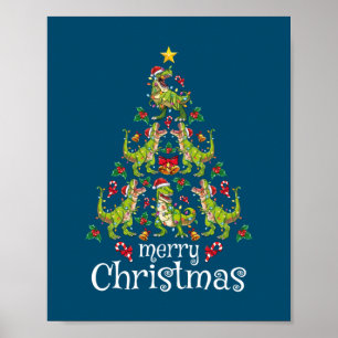 Affiche Merry Christmas T Rex Boys Kids Christmas Tree Rex
