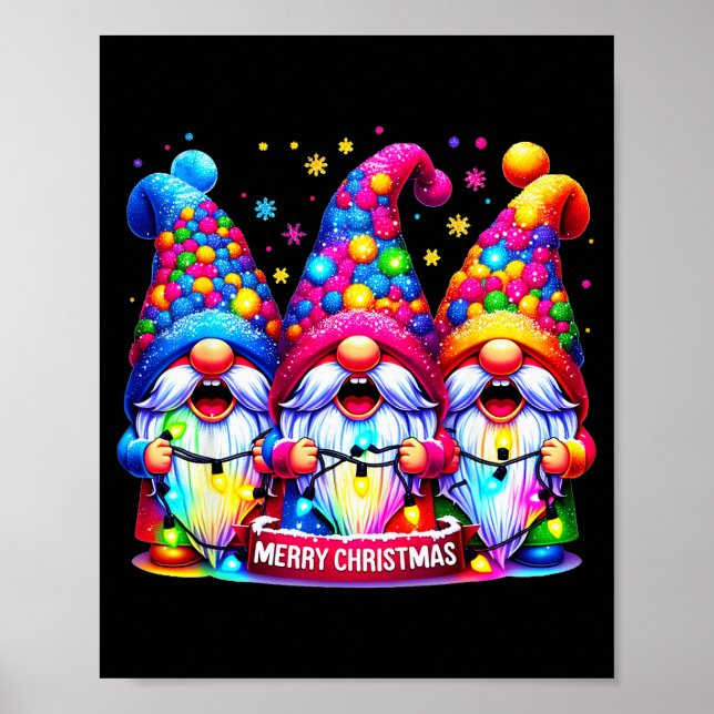 Affiche Merry Christmas Three Gnomes Xmas Family Men Women (Devant)