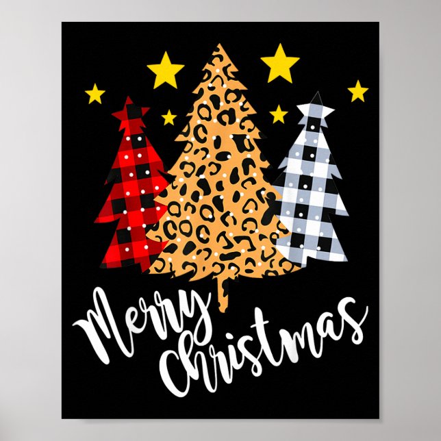 Affiche Merry Christmas Tree Buffalo Plaid Red Green Xmas  (Devant)
