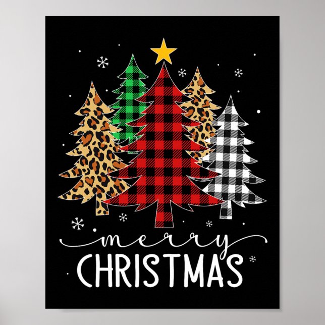 Affiche Merry Christmas Tree Buffalo Plaid Red White Green (Devant)