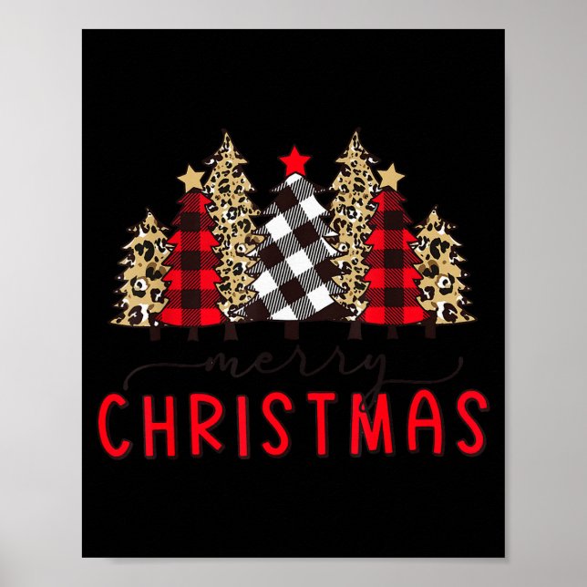 Affiche Merry Christmas Tree Shirts Funny Leopard Plaid Pr (Devant)