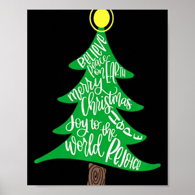 Affiche Merry Christmas Tree Tygraphy For Men Women Kid T  (Devant)