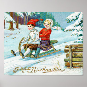 Affiche Merry christmas vintage holiday