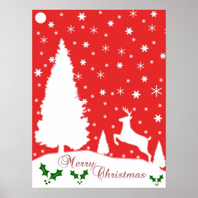 Affiche Merry Christmas Winter Snowflakes (Devant)