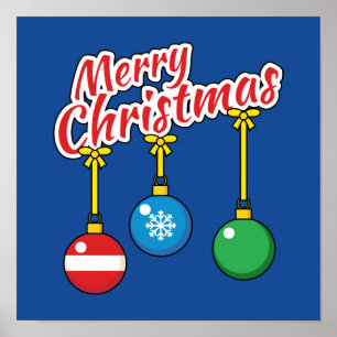 Affiche Merry Christmas with Hanging Balls
