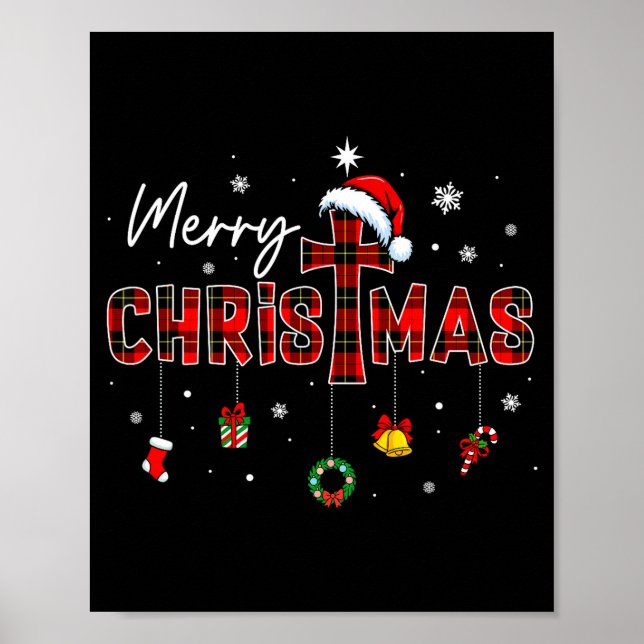 Affiche Merry Christmas Xmas Christian Jesus Holiday Famil (Devant)