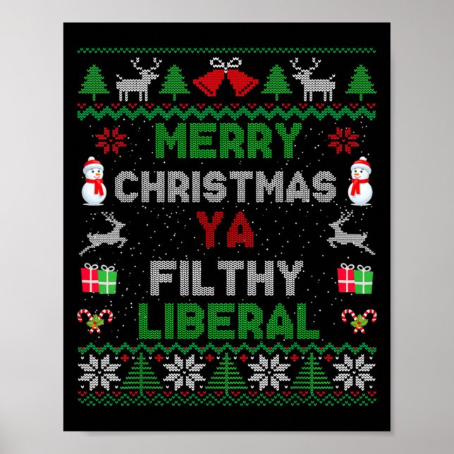 Affiche Merry Christmas Ya Filthy Liberal Ugly Knit Long S (Devant)