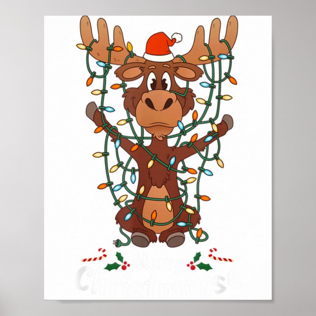 Affiche Merry Christmoose Christmas Mooses Xmas Tree Light (Devant)