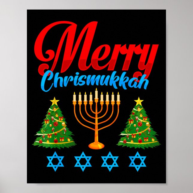 Affiche Merry Christmukkah Jewish Xmas Christmas Hanukkah  (Devant)