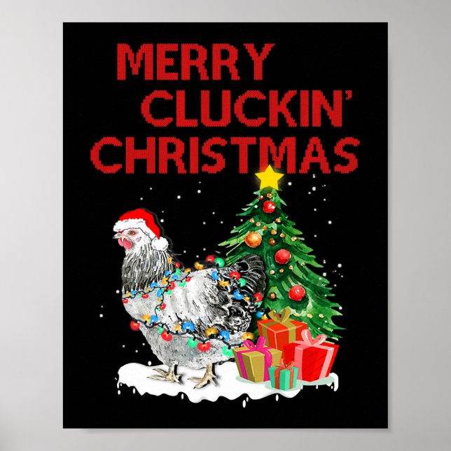 Affiche Merry Cluckin Christmas. Chicken gift Christmas (Devant)