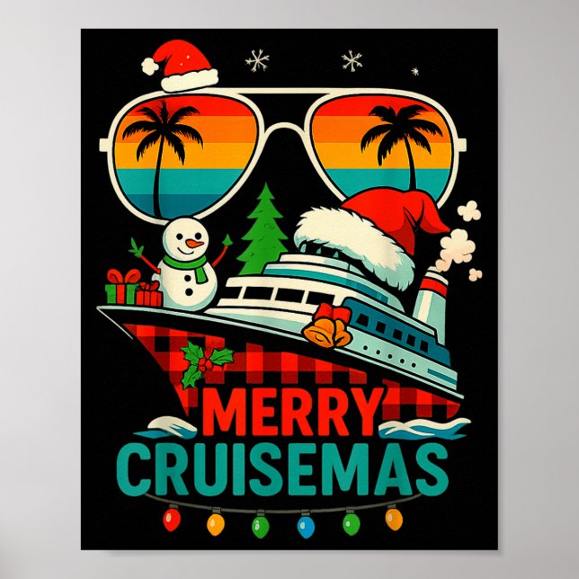 Affiche Merry Cruisemas 2025 Christmas Santa Snowman Funny (Devant)