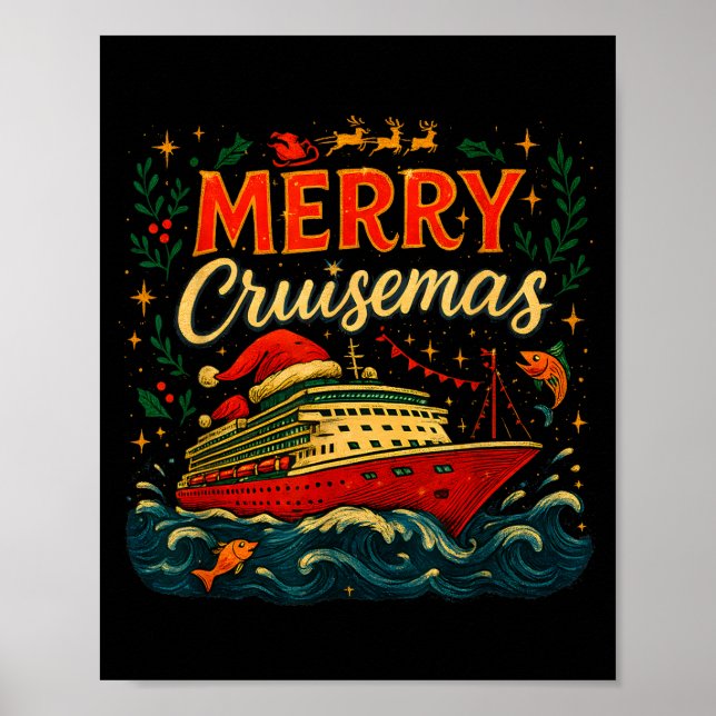 Affiche Merry Cruisemas Funny Christmas Cruise Vacation  (Devant)