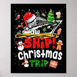 Affiche Merry Cruisemas Funny Cruise Ship Famille Noël