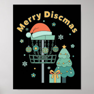 Affiche Merry Discmas Funny Disc Golf Basket Christmas Tre