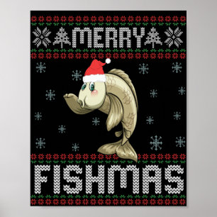 Affiche Merry Fishmas drôle Vilain Noël Sweat Poisson