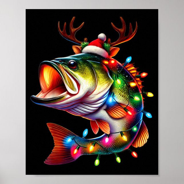 Affiche Merry Fishmas Santa Fishing Lovers Funny Fisherman (Devant)