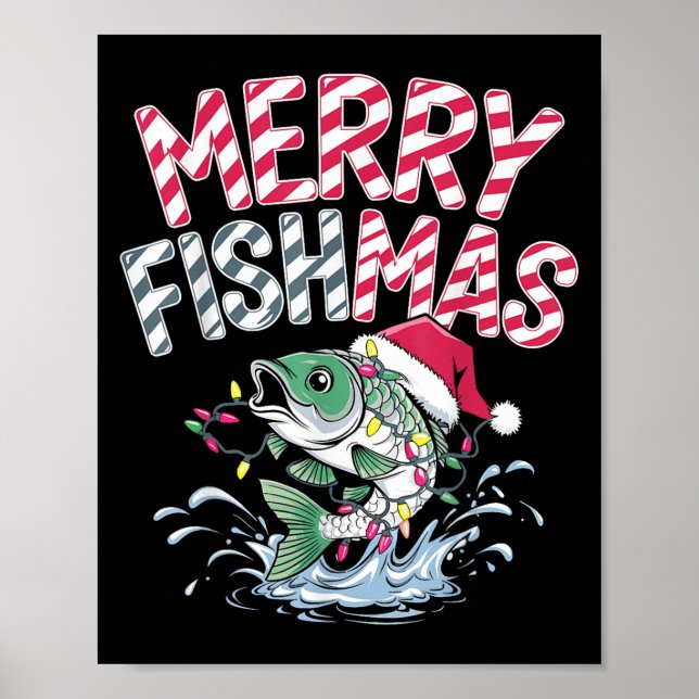 Affiche Merry Fishmas Santa Fishing Lovers Funny Fisherman (Devant)