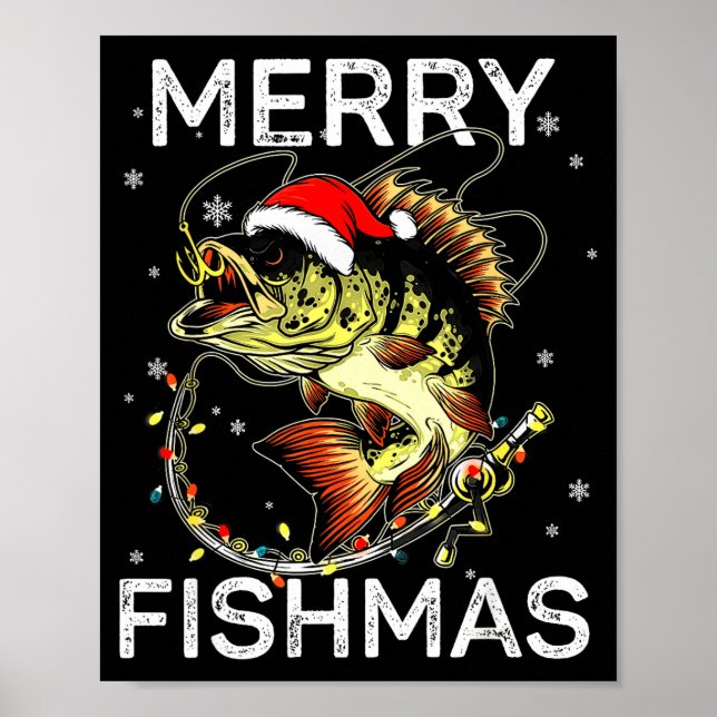 Affiche Merry Fishmas Santa Fishing Lovers Funny Fisherman (Devant)