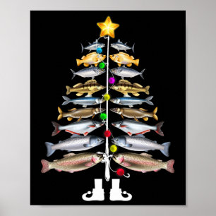 Affiche Merry Fishmas sapin de Noël Funny Pêche