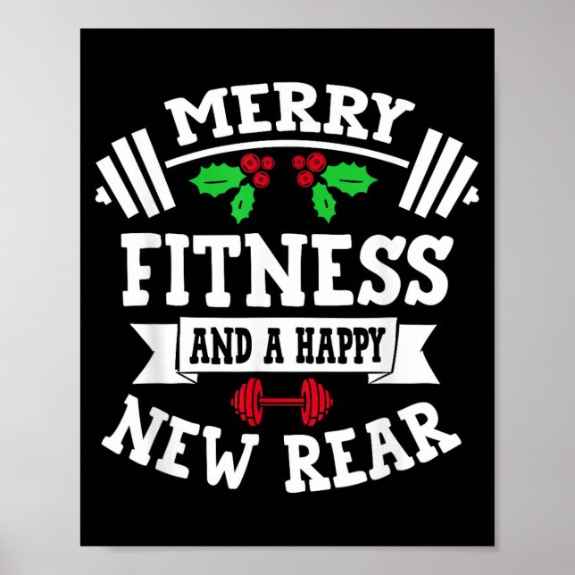 Affiche Merry Fitness And A Happy New Rear Funny Holidays  (Devant)