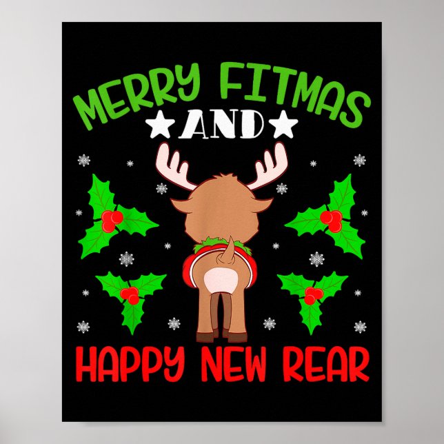 Affiche Merry Fitness Happy New Rear Workout Christmas  (Devant)
